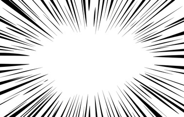 Fototapeta premium Abstract black and white radial lines forming a burst or speed effect with central empty space.