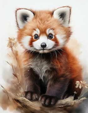 Roter Pandab&auml;r, wei&szlig;er Hintergrund