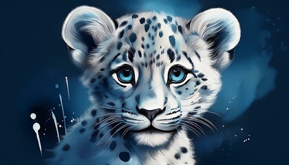 Leopard, blauer Hintergrund