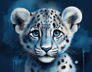 Leopard, blauer Hintergrund