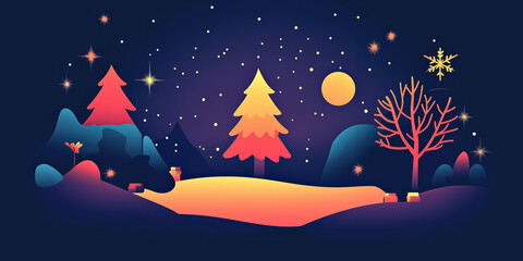 Scene Of Winter Snowscape, With Mountains And Trees Covered In Thick Layers Of Snow, Blue Sky With A Few White Clouds Scattered Around, Snowflakes Are Falling On The Surface