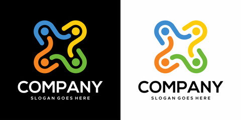 abstract vector logo human symbol rotating colored