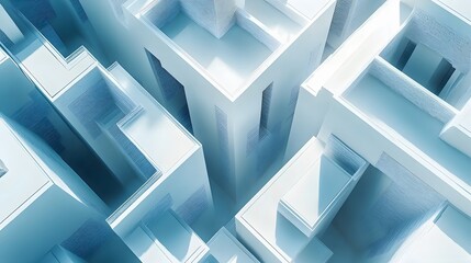 3d minimalist voxel city design with numerous buildings on a clean white background