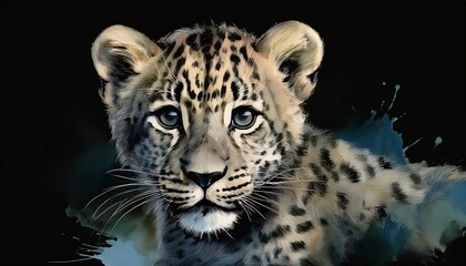 Fototapeta premium Leopard, schwarzer Hintergrund