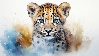 Fototapeta premium Leopard, weißer Hintergrund