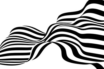 Abstract stripes black and white wave line background optical art. Vector illustration.