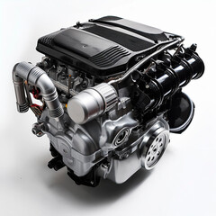 Motore di un automobile su sfondo bianco