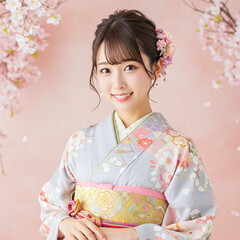 和服、桜、モデル、モデル