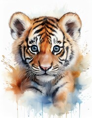 Obraz premium Tigerbaby, weißer Hintergrund