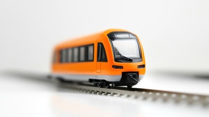 Orange Modern Train Model on Miniature Railway Tracks