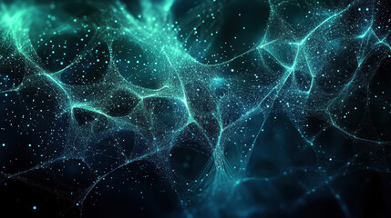 Abstract background with dark blue glowing digital connections, a network of dots and lines in space