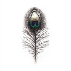 Obraz premium Elegant Peacock Feather Isolated on White Background for Decor