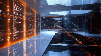 Futuristic Data Center Corridor: A Glimpse into Digital Worlds
