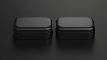 Two Matte Black Rectangular Boxes on Dark Surface