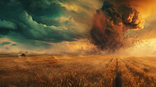 Catastrophic EF5 Tornado Devastating the Landscape in a Powerful Display of Fury and Destruction Unleashed