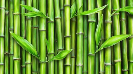 Fototapeta premium Lush green bamboo stalks with vibrant leaves creating a serene natural backdrop for relaxation