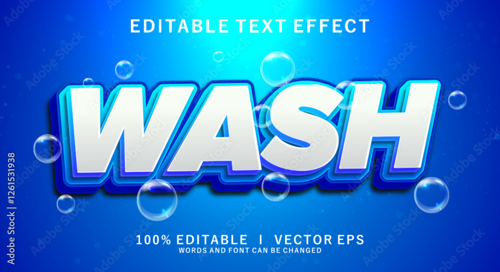 Wall mural wash 3d vector text effect with modern style design