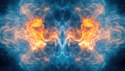 Fototapeta premium Fiery & Icy Abstract Art: Opposing Forces Dance in Dynamic Visual Symphony
