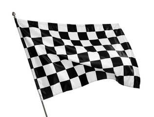 One racing checkered flag isolated on white