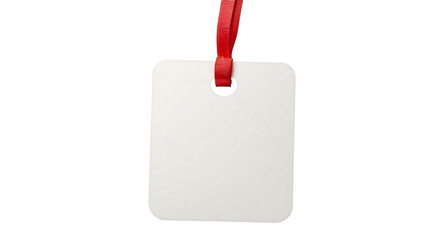 Blank Square Gift Tag with Red Ribbon