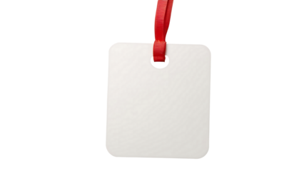 Blank Square Gift Tag with Red Ribbon