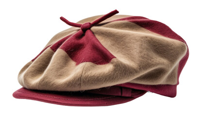 Stylish Beige and Burgundy Newsboy Cap Wool Blend