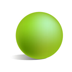 Green gradient sphere. Glossy spherical object. Circular shaded ball. 3D dimensional element.
