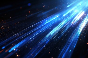 Obraz premium Abstract Blue Light Streaks, Glowing Particles, Dynamic Energy, Futuristic Design, Visual Effects, Speed Lines, Bright Rays, Digital Art, Abstract Background, Neon Lights