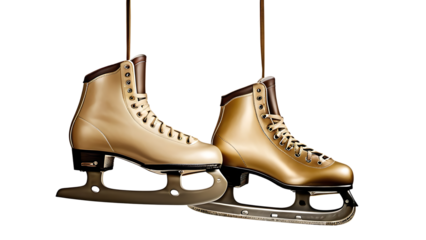 Elegant Gold Ice Skates Pair for Figure Skating