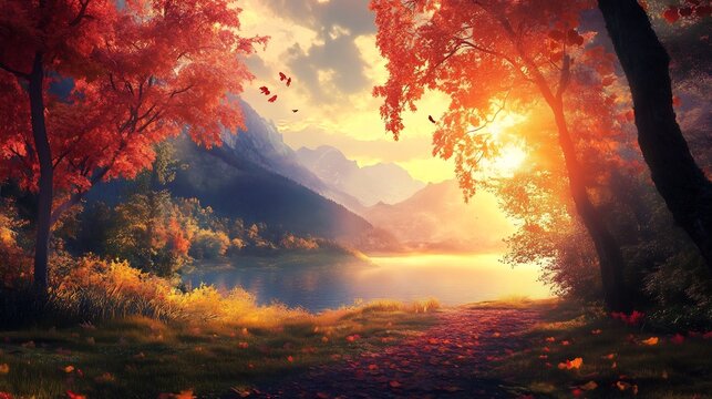 AI image generation algorithm creating ultra realistic landscapes from text prompts 