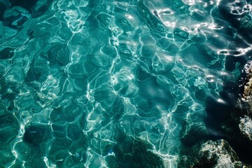 Obraz premium Teal Water Texture: Sunlit Aquatic Abstract