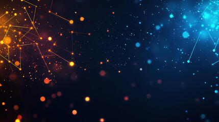 Abstract digital background with glowing connections and circuit lines on a dark blue