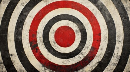 Vintage Grunge Target: Red, Black, and White Concentric Circles