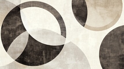 Abstract Geometric Beige and Brown Circles Artwork
