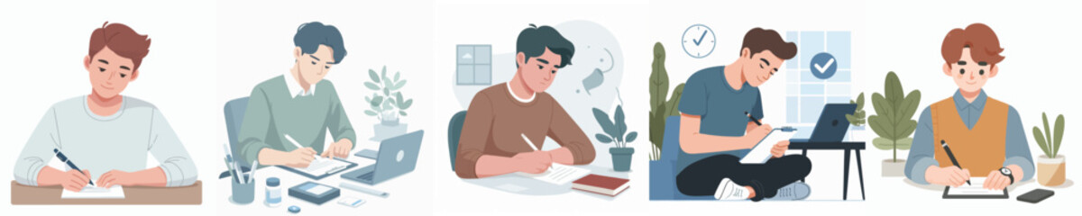 vector of young man writing