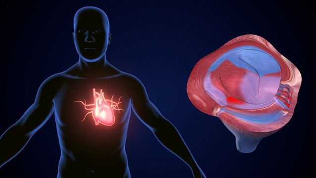 male heart blood circulation. 3dillustration