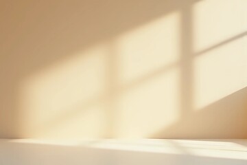 Abstract gradient beige studio background for product presentation. Empty room with shadows of window