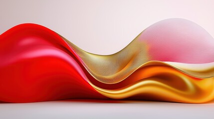 Abstract Red Gold Waves Flowing Design