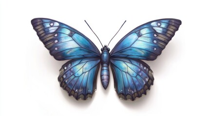 Fototapeta premium A beautifully detailed illustration of a blue butterfly with intricate wing patterns.