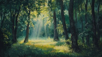 Obraz premium Sunlit Forest Path: A Serene Escape into Nature's Embrace