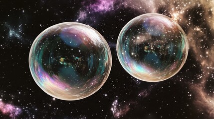 Giant bubbles embrace a galaxy amidst cosmic dust: A cosmic dance of celestial forces.