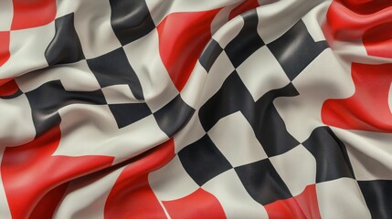 Obraz premium A close-up of a checkered flag design featuring red, black, and white colors.