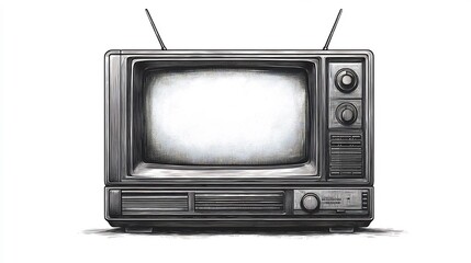 Detailed vector illustration of a 1980s style TV with antennas isolated on a transparent background perfect for versatile branding designs