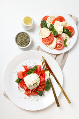 Salad Caprese, concept of tasty and delicious food