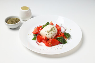 Salad Caprese, concept of tasty and delicious food