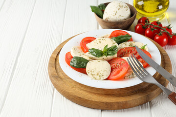 Salad Caprese, concept of tasty and delicious food