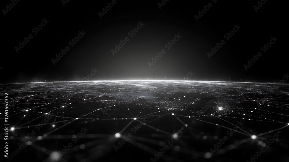 Poster abstract futuristic network background showing connection of nodes in a technological landscape