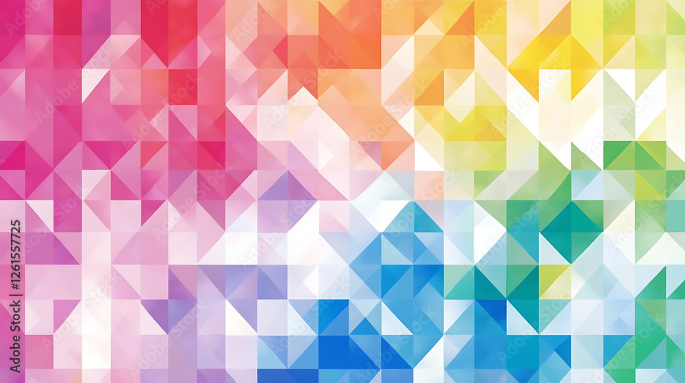 Poster abstract geometric rainbow gradient background triangular pixelated design and colorful spectrum