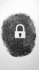 Digital identity protection abstract view of fingerprint lock technology