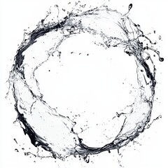 Circular Splash Water Effect Isolated on White Background for Creative Design and Art Projects